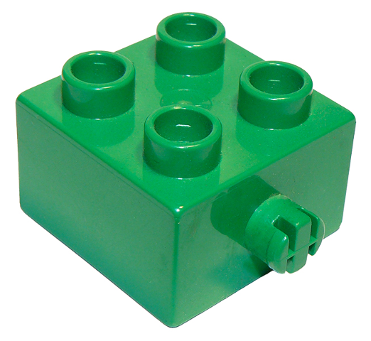 Duplo Brick 2 x 2 Pin on Side in Green