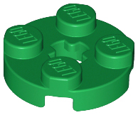 Plate Round 2 x 2 with Axle Hole Type 1 (+ Opening) in Green