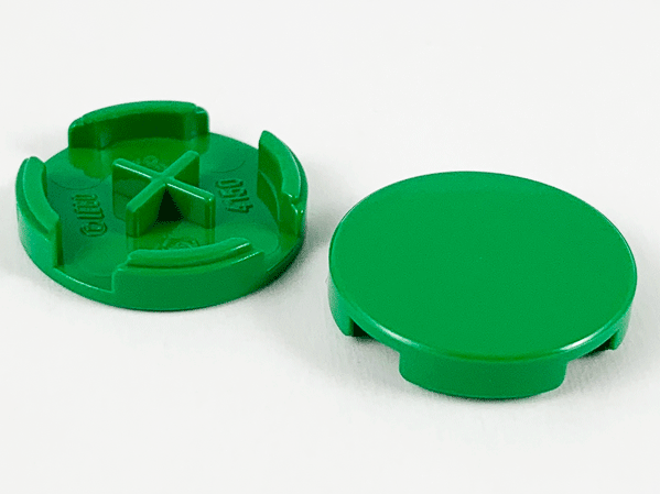 Tile Round 2 x 2 with Bottom Cross in Green