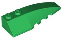 Brick Wedged, Curved 6 x 2 Right, Inner Ridges in Green
