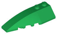 Brick Wedged, Curved 6 x 2 Left, Inner Ridges in Green