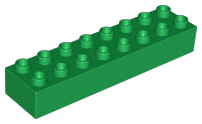 Duplo Brick 2 x 8 in Green