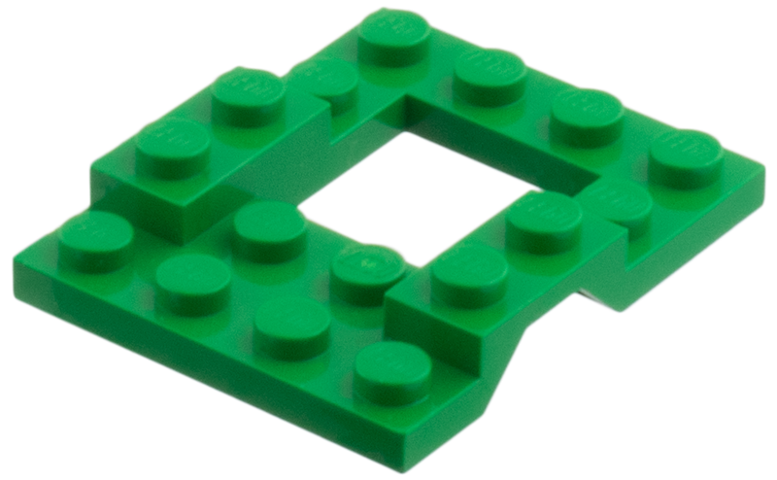 Vehicle Base 4 x 5 with Wheel Arches, 2 x 2 Opening in Green