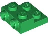 Plate Special 2 x 2 x 2/3 with Two Studs On Side and Two Raised [Half Hollow Anti-stud] - Updated Version in Green