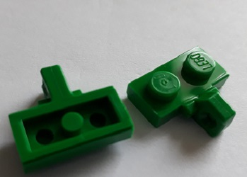 Hinge Plate 1 x 2 Locking with 1 Finger on Side, with Groove in Green