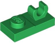 Plate Special 1 x 2, Top Clip [Open O] in Green