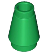 Cone 1 x 1 [Top Groove] in Green