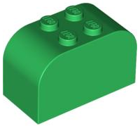 Brick Curved 2 x 4 x 2 Double [Plain] in Green