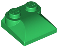 Brick Curved 2 x 2 x 2/3 Two Studs and Curved Slope End in Green