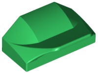Brick Wedged, Curved 1 x 2 x 2/3 No Studs, Wing End in Green