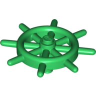 Boat / Ship Wheel / Helm with Slotted Pin in Green