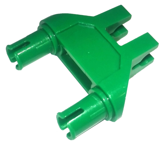 Technic Pin Double Triangle 1 x 3 with 2 Clips Completely Round Pinholes in Green