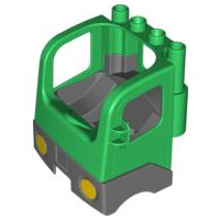 Duplo Truck Semi-Tractor Cab with Dark Bluish Gray Base in Green