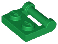 Plate Special 1 x 2 [Side Handle Closed Ends] in Green