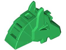 Animal / Creature Accessory, Horse Battle Helmet [Angular, Front Clip] in Green
