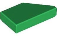 Tile 1 x 2 with Stud Notch Left in Green