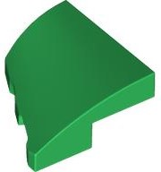 Brick Wedged, Curved 2 x 2 with Stud Notch Right in Green