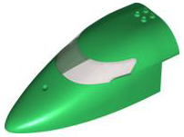 Aircraft Fuselage Curved Forward 8 x 16 x 5 with Trans-Brown Glass in Green