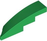Brick Wedged, Curved 1 x 4 with Stud Notch Right in Green