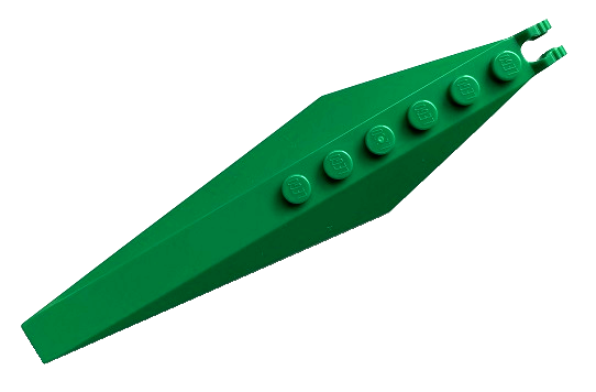 Hinge Plate 1 x 12 Locking with Angled Side Extensions and Tapered Ends, 7 Teeth in Green