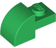 Brick Curved 1 x 2 x 1 with Curved Top in Green
