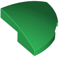 Brick Round Corner, Curved 2 x 2 x 2/3 Quarter Circle With 1 x 1 Bottom Cutout in Green