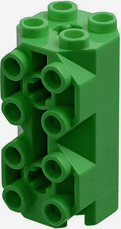 Brick Special Octagonal 2 x 2 x 3 1/3 with Side Studs in Green