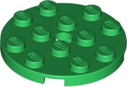 Plate Round 4 x 4 with Pin Hole in Green