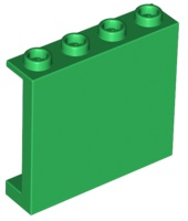Panel 1 x 4 x 3 [Side Supports / Hollow Studs] in Green