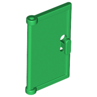 Door 1 x 2 x 3 with Vertical Handle, Round Handle Holes on Back in Green