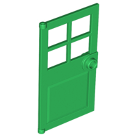 Door 1 x 4 x 6 with 4 Panes and Stud Handle in Green