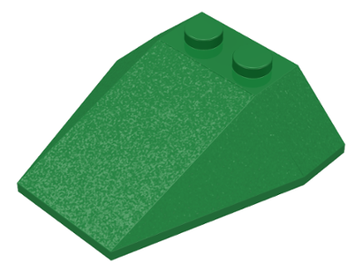 Brick Wedged, Sloped 4 x 4 Triple, No Stud Notches in Green