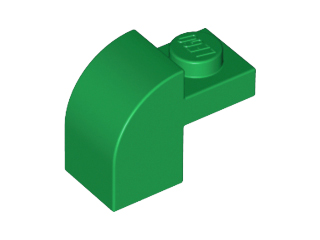 Brick Curved 1 x 2 x 1 1/3 with Curved Top in Green