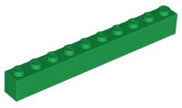 Brick 1 x 10 in Green