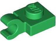 Plate Special 1 x 1 with Clip Horizontal [Thick Open O Clip] in Green