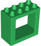 Duplo Door / Window Frame Flat Front Surface, Completely Open Back in Green