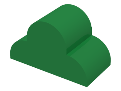 Brick Curved 2 x 4 x 2 Triple, No Studs in Green