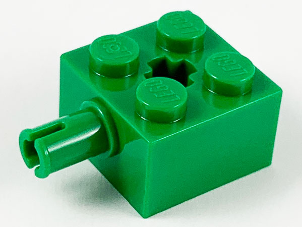 Brick Special 2 x 2 with Pin and Axle Hole in Green