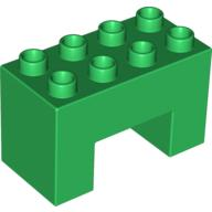 Duplo Brick 2 x 4 x 2 with 2 x 2 Square Arch in Green
