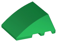 Brick Wedged, Curved 4 x 3 No Studs [Plain] in Green