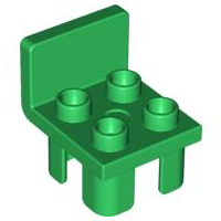 Duplo Chair with 4 Studs and Squared Back in Green