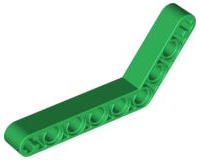 Technic Beam 1 x 9 Bent (6 - 4) Thick in Green