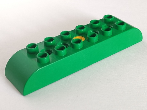 Duplo Toolo Brick 2 x 8 with Curved Ends in Green