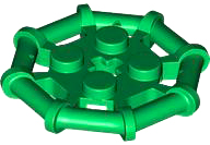 Plate Special 2 x 2 with Bar Frame Octagonal, Reinforced, Completely Round Studs in Green