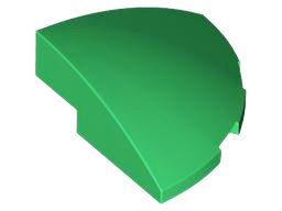 Brick Round Corner, Curved 3 x 3 x 1 Quarter Circle in Green