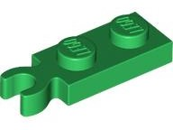 Plate Special 1 x 2 with Clip Vertical on End in Green