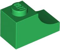 Brick Curved 2 x 1 with Inverted Cutout in Green