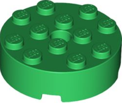 Brick Round 4 x 4 Centre Hole in Green