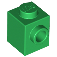 Brick Special 1 x 1 with Stud on 1 Side in Green