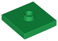 Plate Special 2 x 2 with Groove and Center Stud (Jumper) in Green